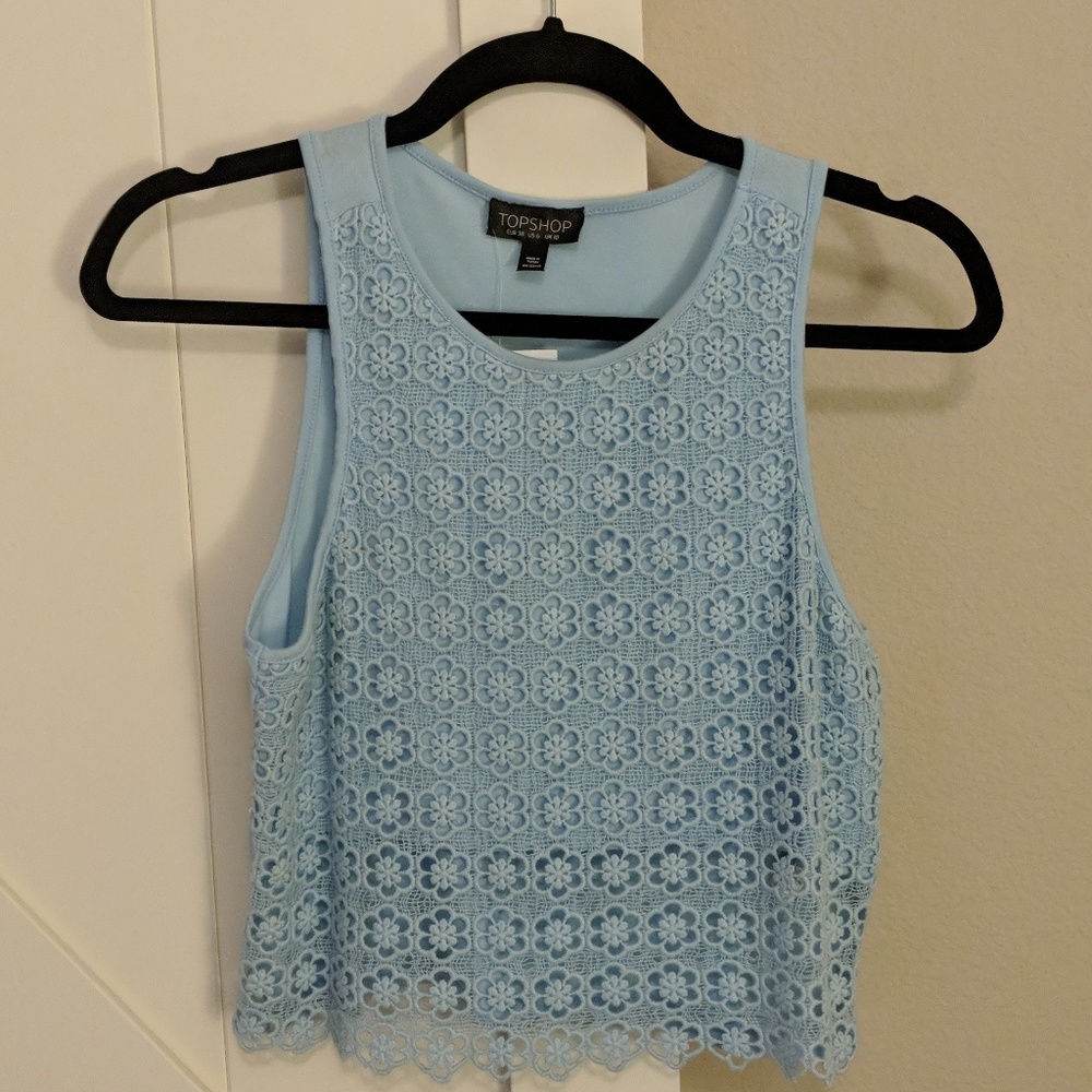 Topshop: Daisy light blue crop top